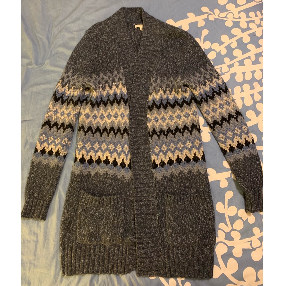 Sonoma Blue Patterned Cardigan, Medium